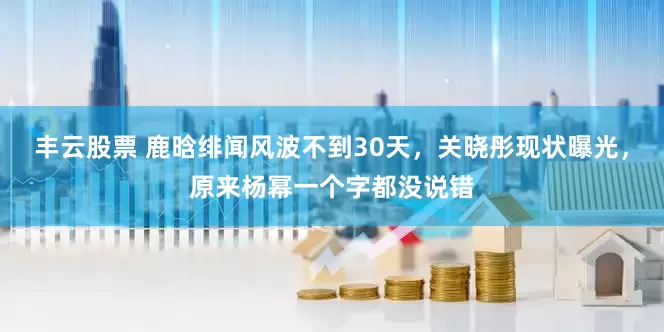 丰云股票 鹿晗绯闻风波不到30天，关晓彤现状曝光，原来杨幂一个字都没说错